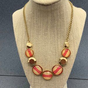 Gold Pink Cream Necklace As Is Striped Faceted Chain